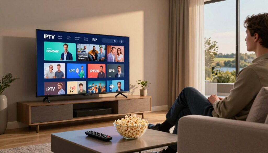 British IPTV service on a smart TV with live channels in the UK
